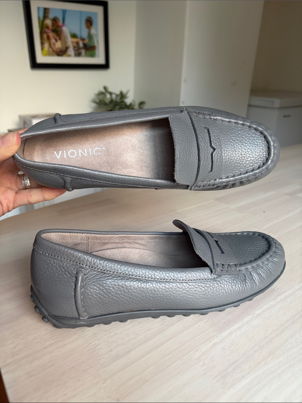 NEW! Gray VIONIC ‘Marcy’ Loafers Sz 8 / EU 39